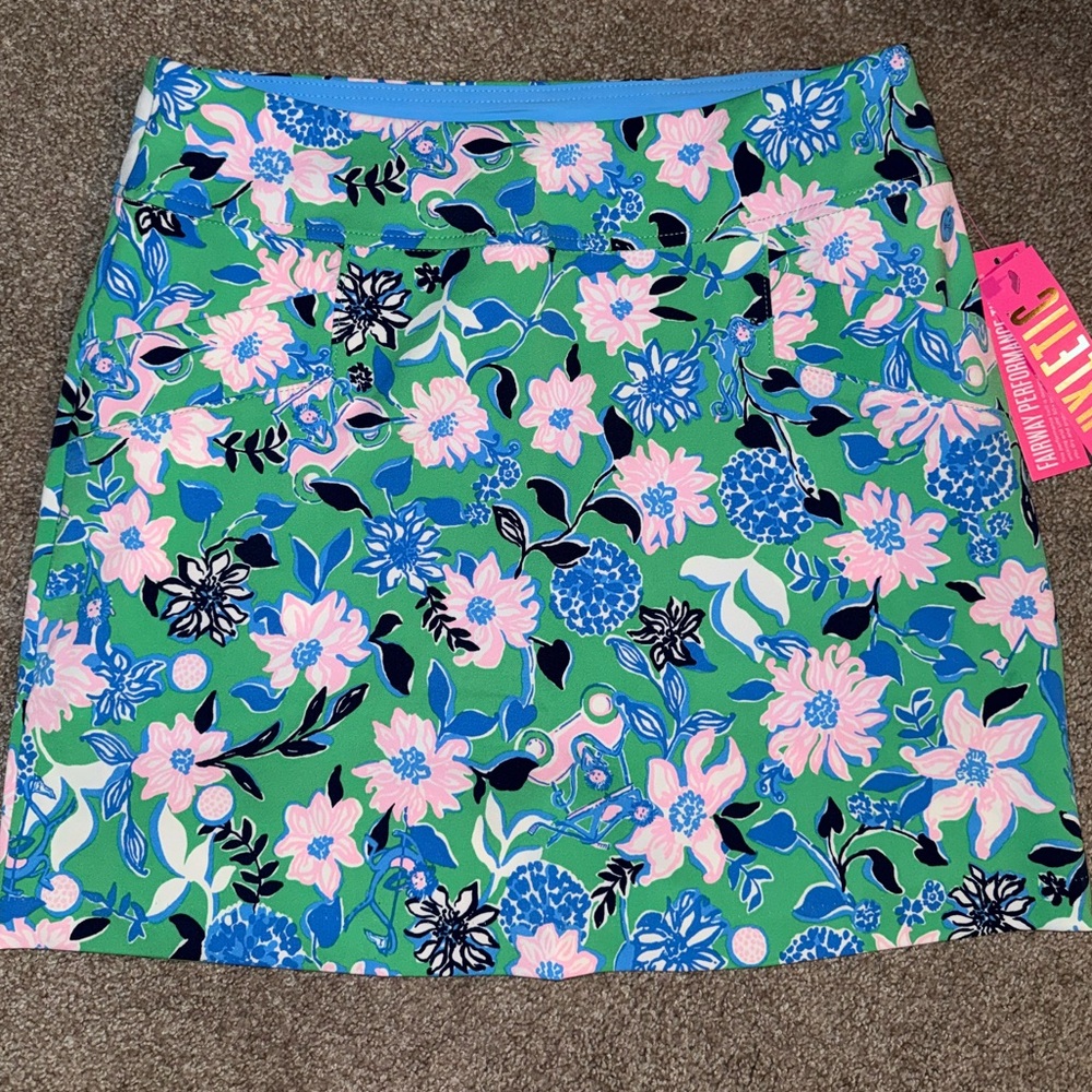NWT Lilly Pulitzer Spearmint Floral Golf Till You Drop Monica UPF 50+ Skort 6